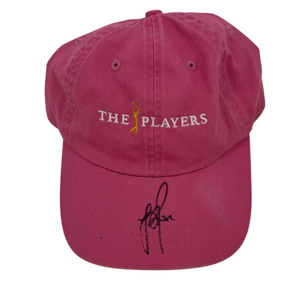 Justin Rose Signed Hat The‎ Players Pink Ahead Hat YOUTH SIZE